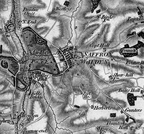 Saffron Walden on OS 1805 map